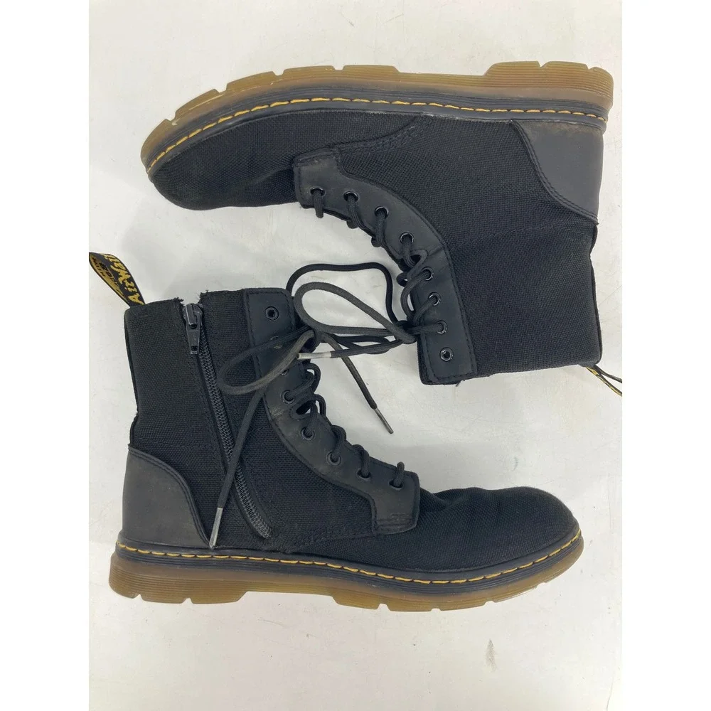 Dr. Martens Combs Y Combat Boots Mens 6 Womens 7 Black Good Canvas Zip Techwear